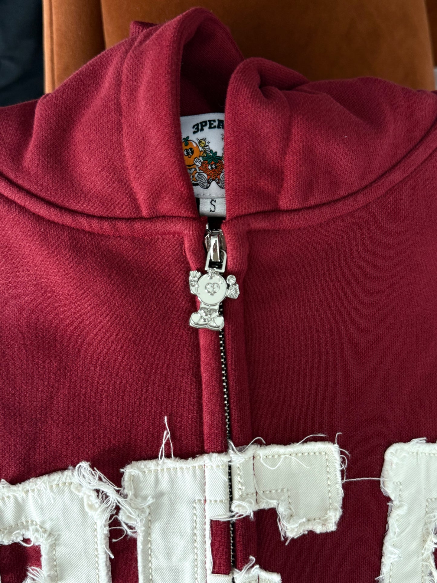 RED VARSITY ZIPPER HOODIE