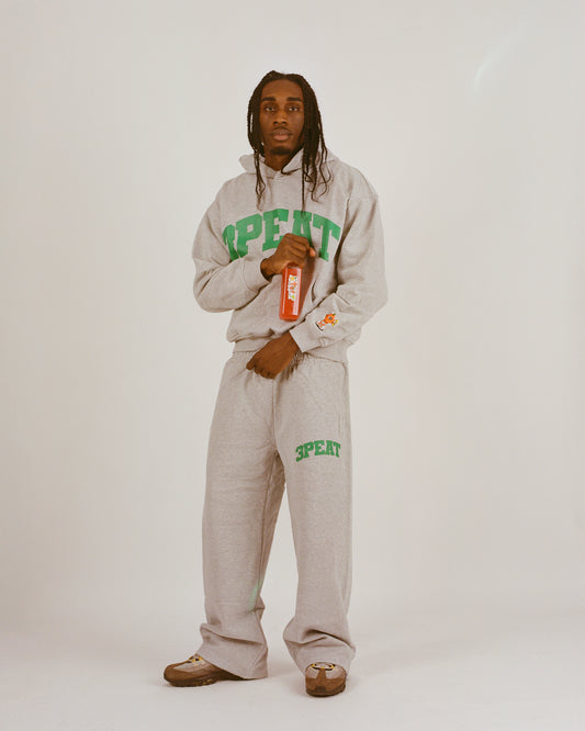 GREY VARSITY PULLOVER HOODIE