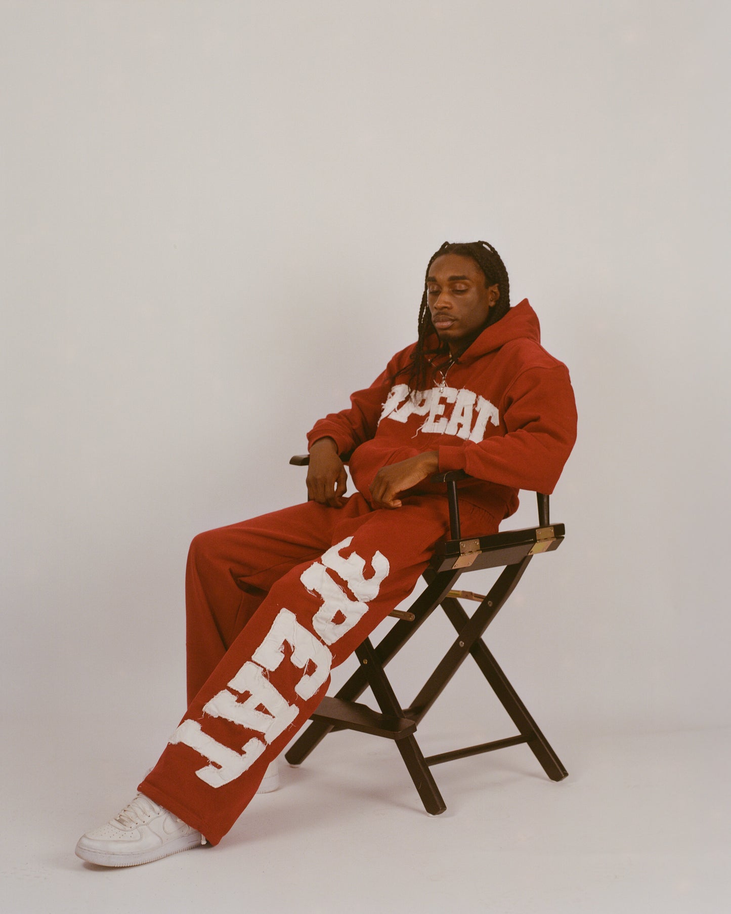 RED VARSITY SWEATPANTS