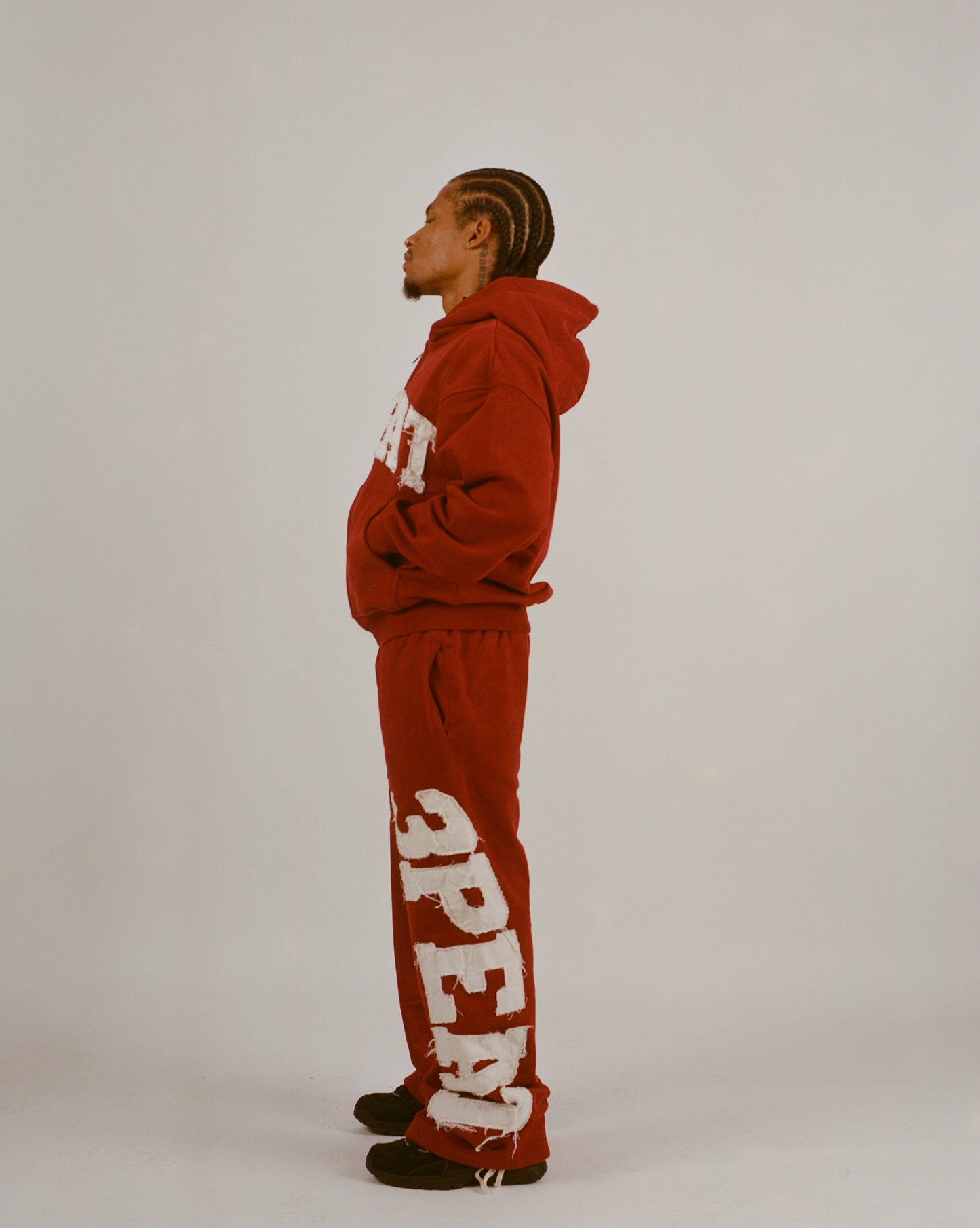 RED VARSITY SWEATPANTS