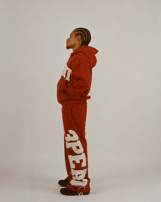 RED VARSITY SWEATPANTS